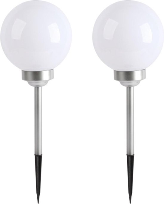 LUMI GARDEN Set van 2 bollen LED-licht op zonne-energie Moony - Wit licht - Ø 20 cm - LUMI JARDIN