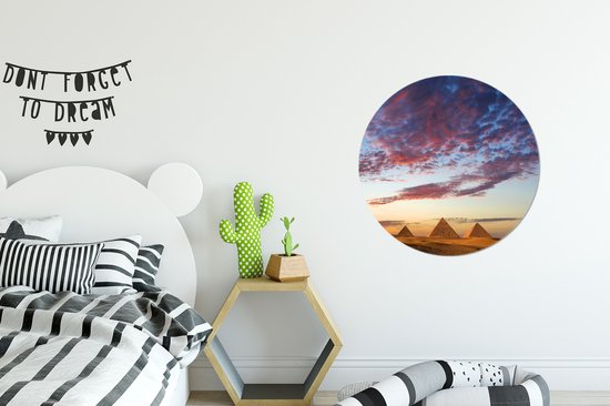 Trois pyramides au Caire - Feuille de plastique cercle mural Egypte