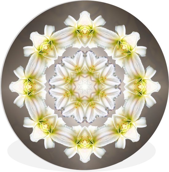 Une fleur blanche en forme de mandala Assiette en plastique cercle mural ⌀  30 cm -... | bol.com