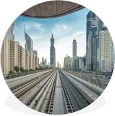 WallCircle - Wandcirkel ⌀ 30 - Dubai - Rails - Trein - Ronde schilderijen woonkamer - Wandbord rond - Muurdecoratie cirkel - Kamer decoratie binnen - Wanddecoratie muurcirkel - Woonaccessoires