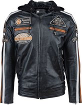 Urban Leather Fifty Eight Veste de moto en cuir Hommes - Noir - Taille 4XL