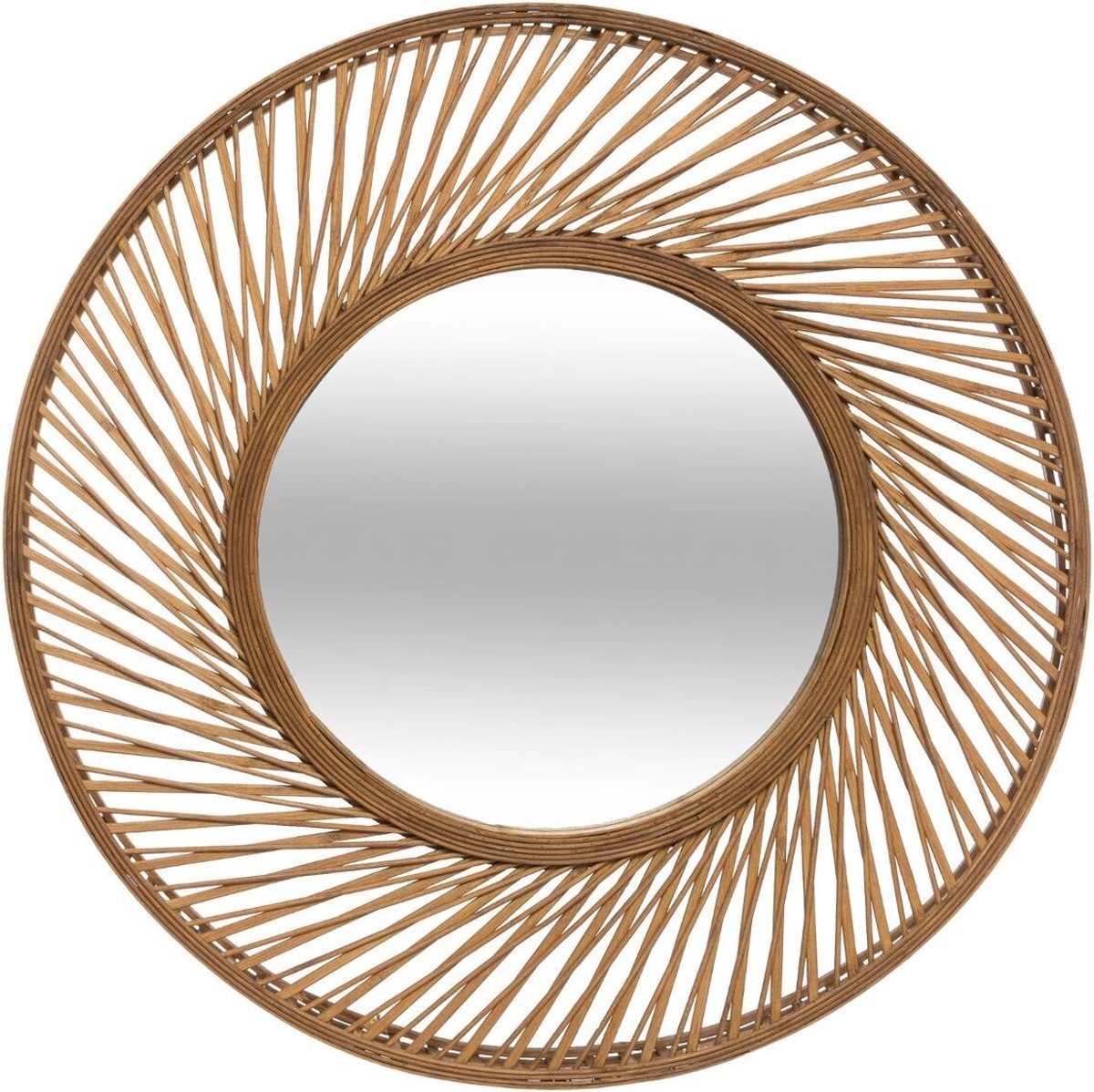 Ronde Bamboe Spiegel 72 cm - Verre|Bambou|Hout - SILUMEN