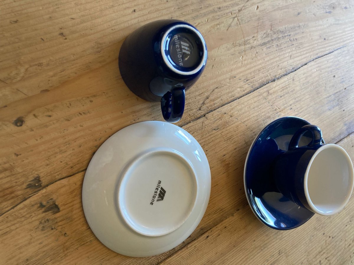 Espresso kop en schotel, blauw van het merk Milstone (2 stuks)
