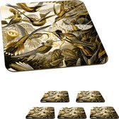 Onderzetters voor glazen - Trochilidae - Ernst Haeckel - Goud - Kunst - 10x10 cm - 6 stuks