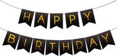 Verjaardag slinger zwart- zwarte Happy Birthday slingers - man vrouw jongen meisje