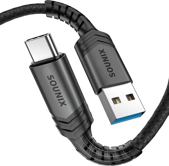 Sounix USB C kabel - USB 3.0 naar USB C - 3A60W - 10Gbps - 2 Meter - USB C  naar USB A... | bol.com