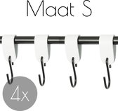 4x S-haak hangers - Handles and more® | WIT - maat S (Leren S-haken - S haken - handdoekkaakje - kapstokhaak - ophanghaken)