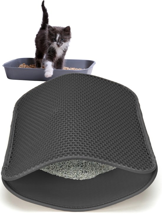 Kattenbakmat - 40 x 50 cm - Zilver Grijs - Katten - Dubbele laag  kattenbakvulling -... | bol.com