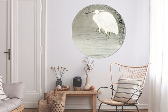 Wall Circle - Indoor Wall Circle - Grande Aigrette - Peinture par Ohara Koson - ⌀ 120 cm - Décoration murale - Peintures Ronds XXL