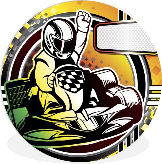 Une illustration d'un charretier passionné Assiette en plastique cercle mural ⌀ 120 cm - tirage photo sur cercle mural / cercle vivant (décoration murale) XXL / Groot format!