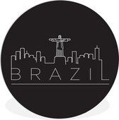 WallCircle - Wandcirkel ⌀ 120 - Stadsaanzicht "Brazil" met een zwarte achtergrond - Ronde schilderijen woonkamer - Wandbord rond - Muurdecoratie cirkel - Kamer decoratie binnen - Wanddecoratie muurcirkel - Woonaccessoires XXL