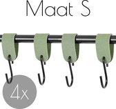 4x S-haak hangers - Handles and more® | SUEDE JADE - maat S (Leren S-haken - S haken - handdoekkaakje - kapstokhaak - ophanghaken)