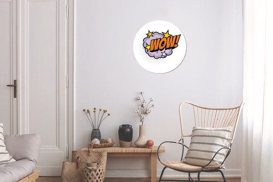 Cercle mural - Cercle mural à l'intérieur - Bulle de dialogue violette ''wow!'' sur fond blanc - ⌀ 30 cm - Décoration murale - Peintures Ronds