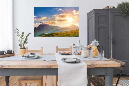 Poster Sunset in the Mountains 120x80 cm - Tirage photo sur Poster (décoration murale salon / chambre)