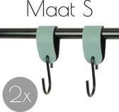 2x Leren S-haak hangers - Handles and more® | VAALGROEN - maat S (Leren S-haken - S haken - handdoekkaakje - kapstokhaak - ophanghaken)