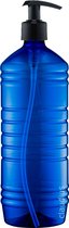 Lege Plastic Fles 1 liter PET blauw - met zwarte pomp - set van 10 stuks - Navulbaar - Leeg