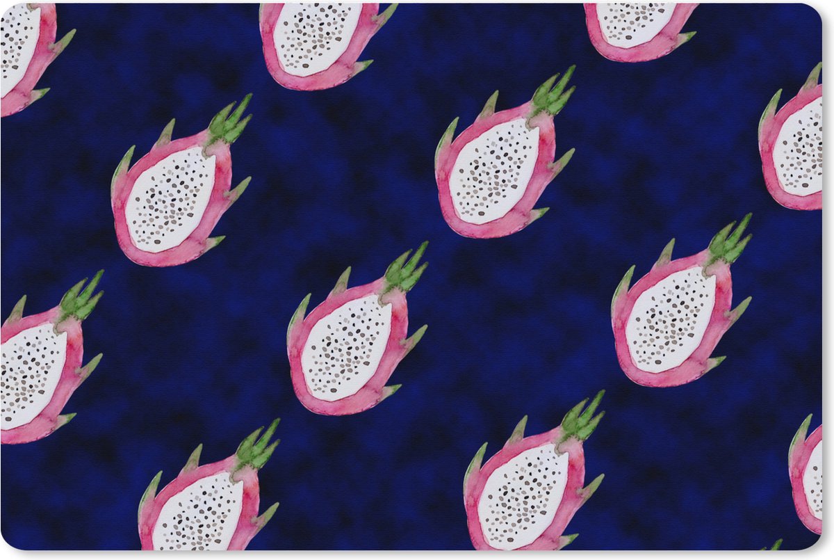 Muismat XXL 90x60 cm - Bureau onderlegger - Bureau mat Drakenfruit - Fruit - Blauw - Bureaumat - Gaming mousepad xl - Bureaulegger groot - Computer deskmat
