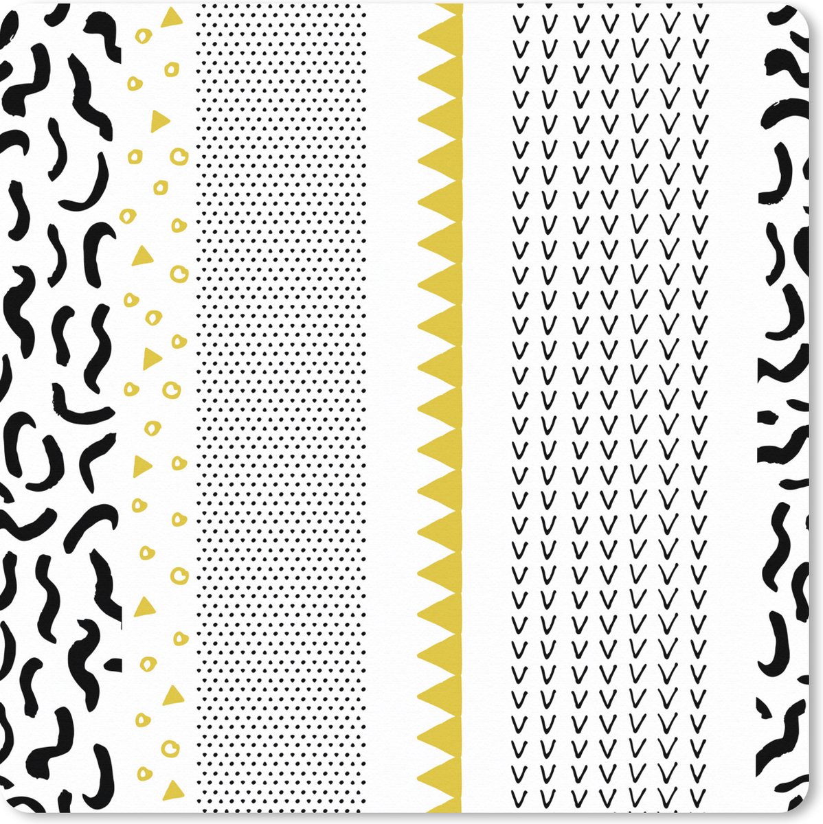 Muismat XXL - Bureau onderlegger - Bureau mat - Geel - Zwart - Wit - Patroon - 40x40 cm - XXL muismat