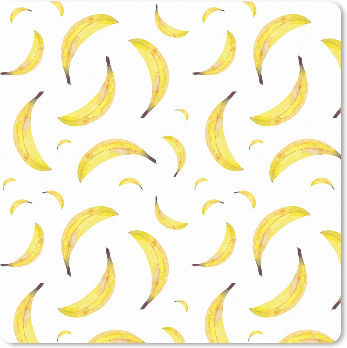 Muismat XXL 40x40 cm - Bureau onderlegger - Bureau mat Bananen - Wit - Sjablonen - Bureaumat - Gaming mousepad xl - Bureaulegger groot - Computer deskmat