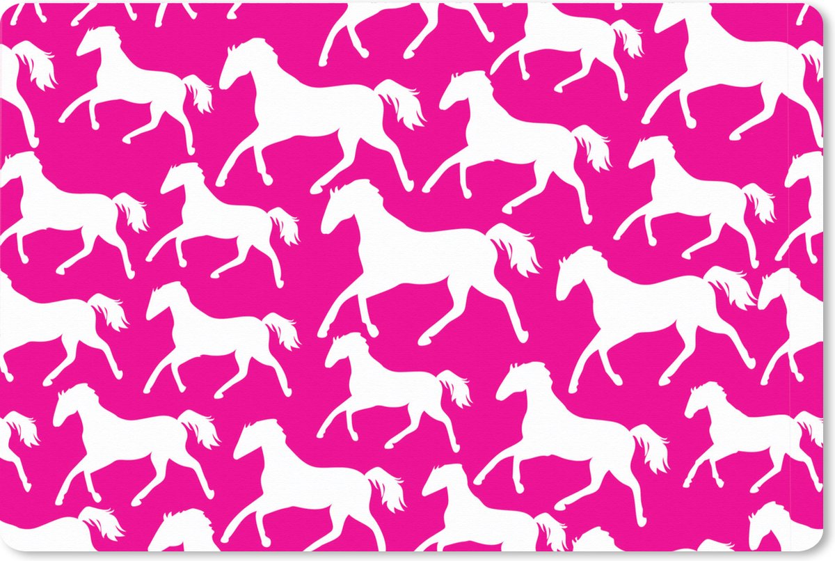 Muismat XXL 120x80 cm - Bureau onderlegger - Bureau mat Paarden - Wit - Dieren - Meisjes - Kinderen - Meiden - Bureaumat - Gaming mousepad xl - Bureaulegger groot - Computer deskmat