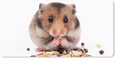 Muismat XXL - Bureau onderlegger - Bureau mat - hamster eet zaden - 100x50 cm - XXL muismat