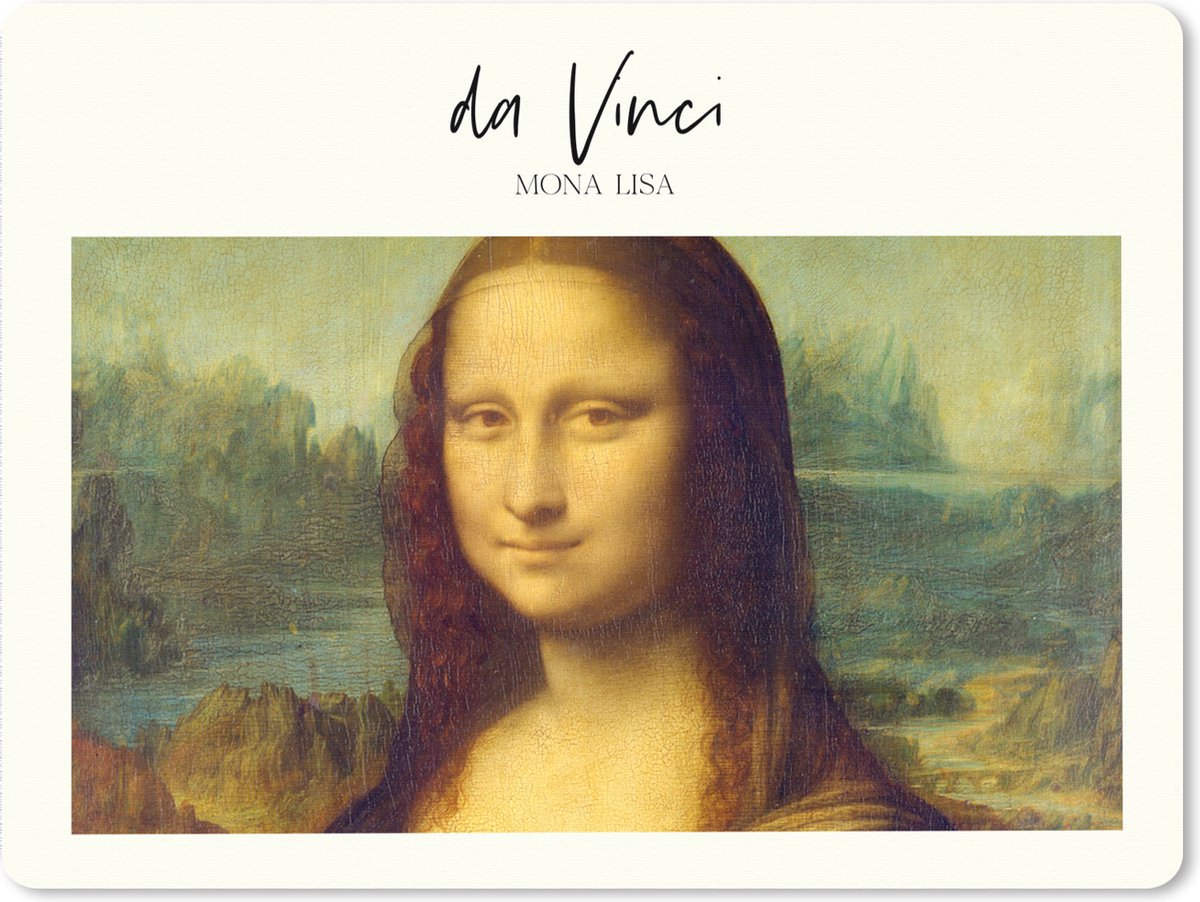 Muismat XXL 80x60 cm - Bureau onderlegger - Bureau mat Kunst - Mona Lisa - Da Vinci - Bureaumat - Gaming mousepad xl - Bureaulegger groot - Computer deskmat