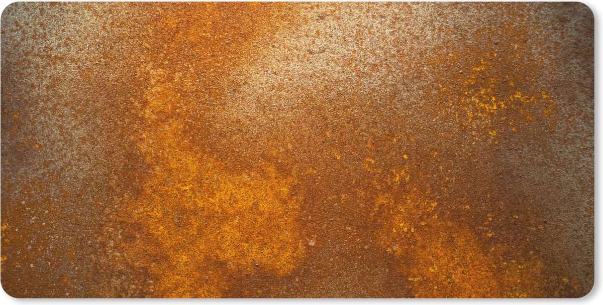 Muismat XXL 90x45 cm - Bureau onderlegger - Bureau mat Metaal - Roest print - Oranje - Vintage - Industrieel - Bureaumat - Gaming mousepad xl - Bureaulegger groot - Computer deskmat