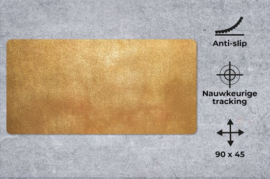 Tapis de souris XXL - Sous-main - Tapis de bureau - Fer - Rouille - Or - Métal - Luxe - 90x45 cm - Tapis de souris XXL
