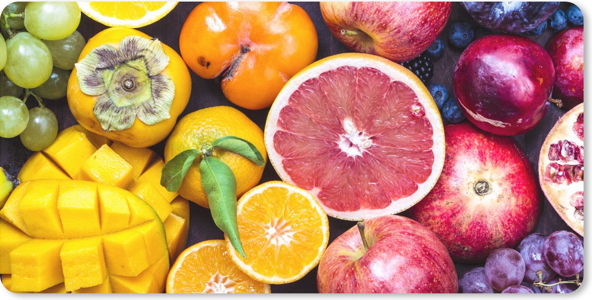 Muismat XXL - Bureau onderlegger - Bureau mat - Fruit - Regenboog - Kleuren - 120x60 cm - XXL muismat
