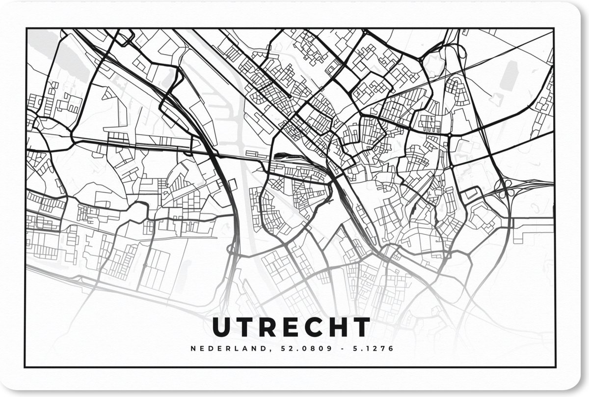 Muismat XXL 120x80 cm - Bureau onderlegger - Bureau mat Kaart - Utrecht - Nederland - Bureaumat - Gaming mousepad xl - Bureaulegger groot - Computer deskmat