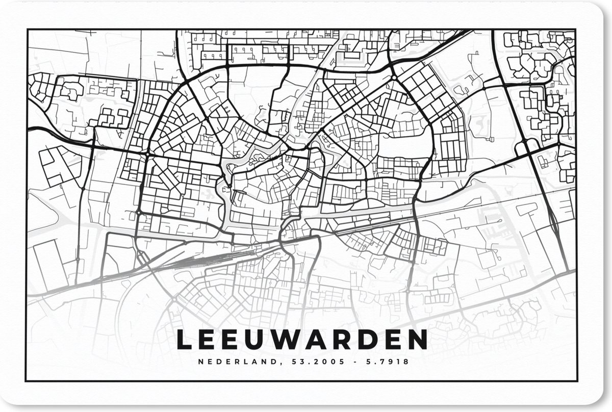 Muismat XXL 120x80 cm - Bureau onderlegger - Bureau mat Stadskaart - Leeuwarden - Nederland - Bureaumat - Gaming mousepad xl - Bureaulegger groot - Computer deskmat