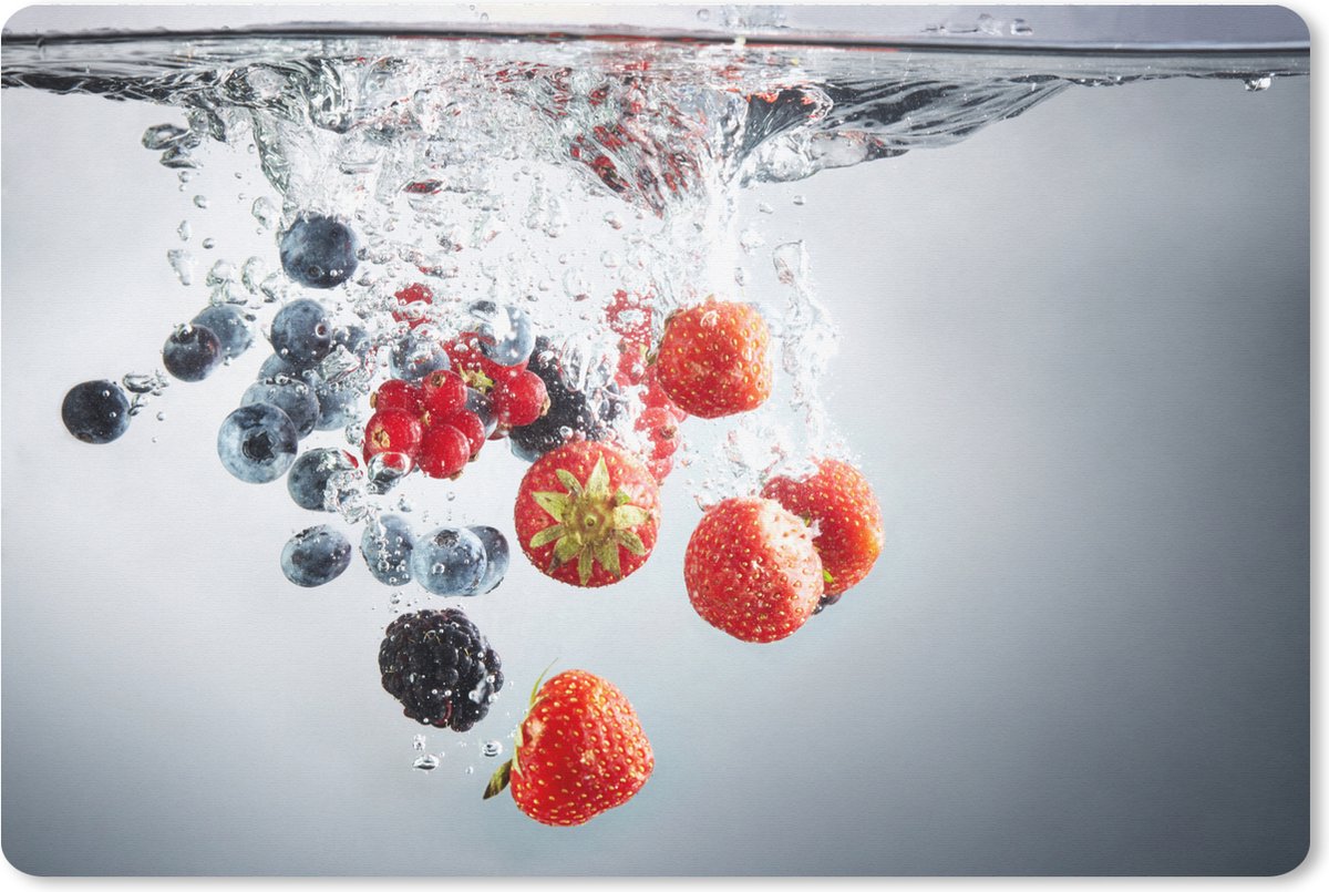Muismat XXL 90x60 cm - Bureau onderlegger - Bureau mat Rood - Fruit - Water - Bureaumat - Gaming mousepad xl - Bureaulegger groot - Computer deskmat