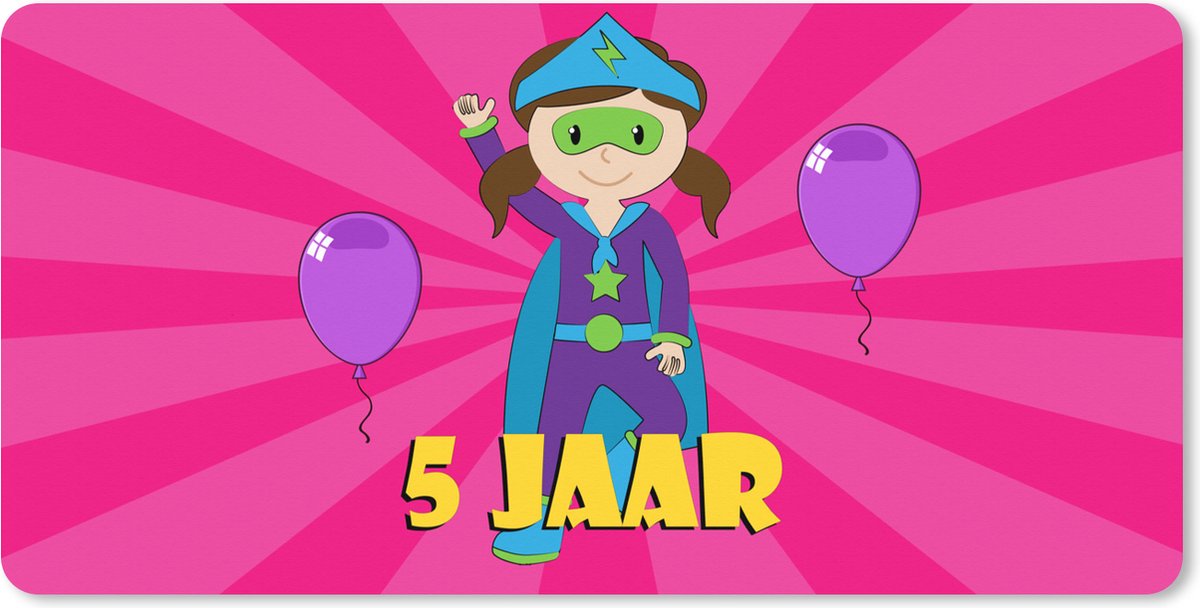Muismat XXL 80x40 cm - Bureau onderlegger - Bureau mat Verjaardag - 5 Jaar - Ballonnen - Bureaumat - Gaming mousepad xl - Bureaulegger groot - Computer deskmat