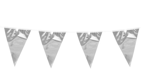Vlaggenlijn Zilver vlaggelijn 10 vlaggen ca 10 meter lang 29 cm hoog en 20 cm lang - Zilver  vlaggelijn