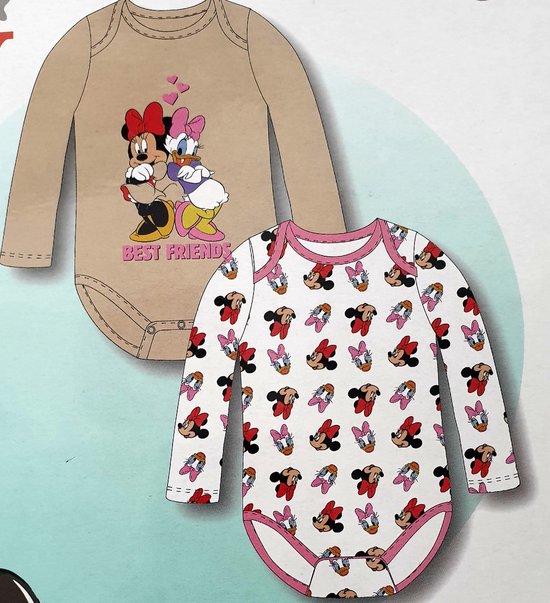 Disney Baby Minnie Mouse et Katrien Duck Onesies - Taille 86/92 - 2 pièces  | bol