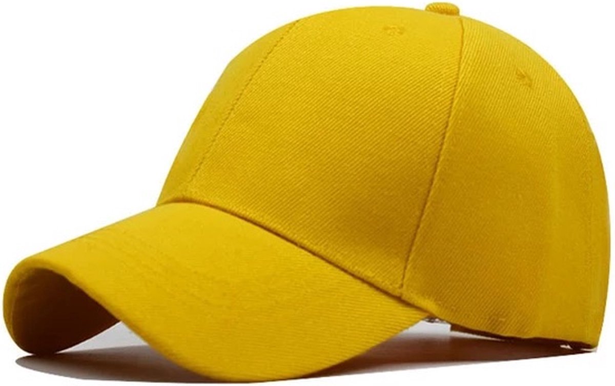 Baseball cap - 6 panelen - Geel - Pet - Katoen - Baseballcap - Verstelbaar - Unisex - Petten - Cap