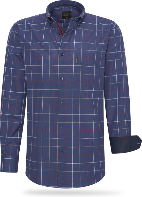 Cappuccino Italia - Chemises Homme Chemises Regular Fit Navy Big Check - Blauw - Taille S