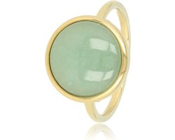 Ring goudkleurig met Green Fluorite edelsteen - Goudkleurige ring - groene Fluorite - zelfvertrouwen & focus - Met luxe cadeauverpakking