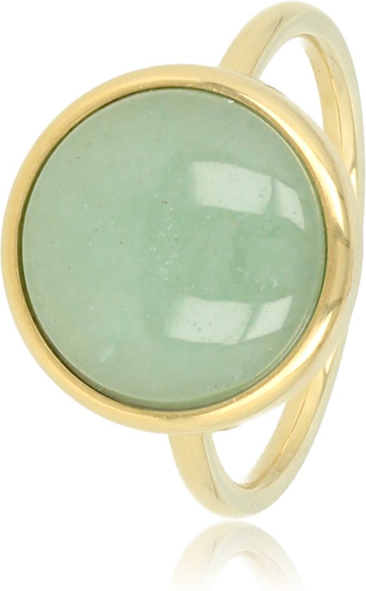 My Bendel - Gouden ring met Green Fluorite Edelsteen - Mooie Gouden Ring met Prachtige Groene Fluoriet Edelsteen - Met luxe cadeauverpakking