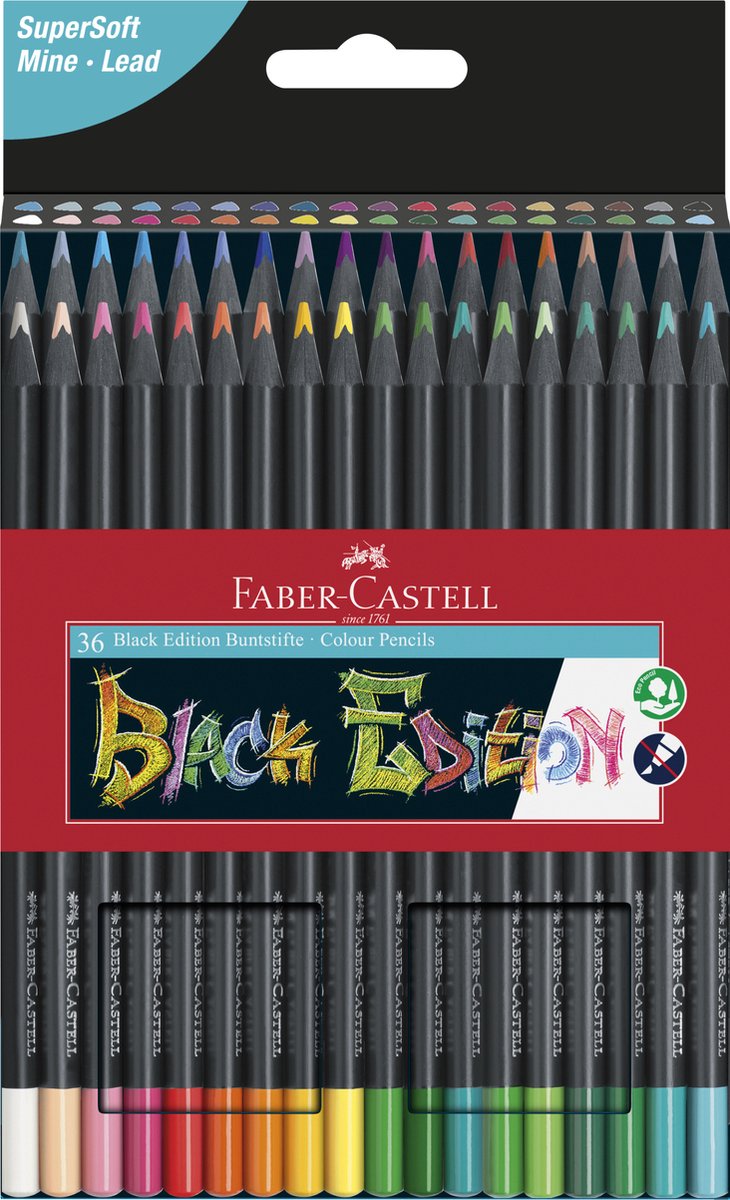 Crayons de couleur Faber-Castell Black Edition dans un étui en carton avec  36 pièces... | bol.com