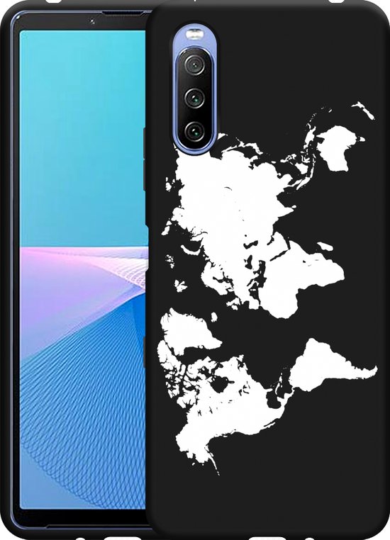 Foto: Hoesje geschikt voor sony xperia 10 iii zwart world map