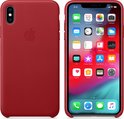 Rode iPhone Xs Max Apple leren hoesje, voor- en achterkant.