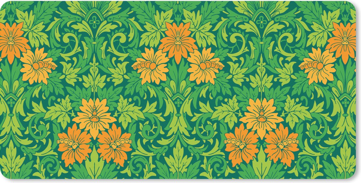 Muismat XXL 100x50 cm - Bureau onderlegger - Bureau mat Bladeren - Bloemen - Boho - Hippie - Patronen - Bureaumat - Gaming mousepad xl - Bureaulegger groot - Computer deskmat