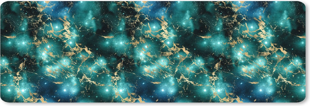 Muismat xxl - Gaming muismat - Marmer print - Goud - Ruimte - Licht - Design - Grote muismat - 90x30 cm - Bureau accessoires