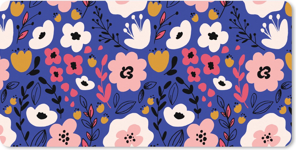 Muismat XXL 100x50 cm - Bureau onderlegger - Bureau mat Bloemen - Bladeren - Patronen - Bureaumat - Gaming mousepad xl - Bureaulegger groot - Computer deskmat