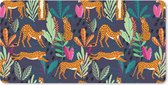 Muismat XXL - Bureau onderlegger - Bureau mat - Patroon - Cheetah - Jungle - 90x45 cm - XXL muismat