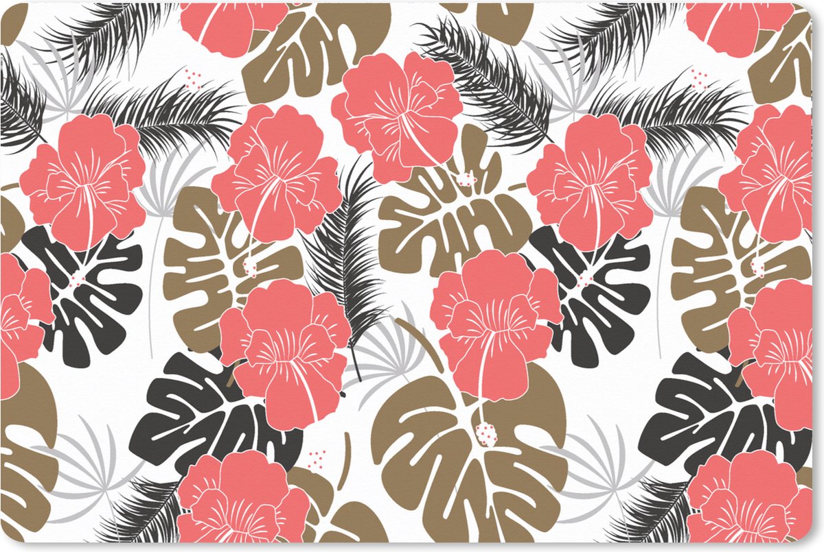 Muismat XXL - Bureau onderlegger - Bureau mat - Exotische planten - Patronen - Hawaii - 90x60 cm - XXL muismat