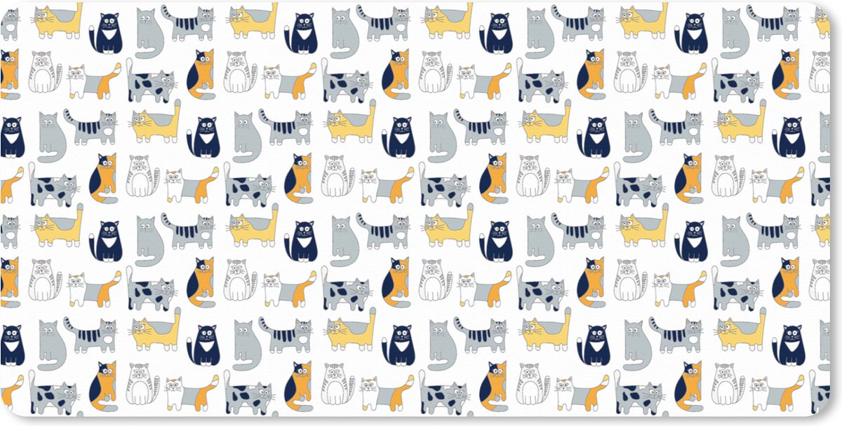 Muismat XXL 100x50 cm - Bureau onderlegger - Bureau mat Patroon - Kat - Poes - Jongens - Meisjes - Kinderen - Kindje - Bureaumat - Gaming mousepad xl - Bureaulegger groot - Computer deskmat