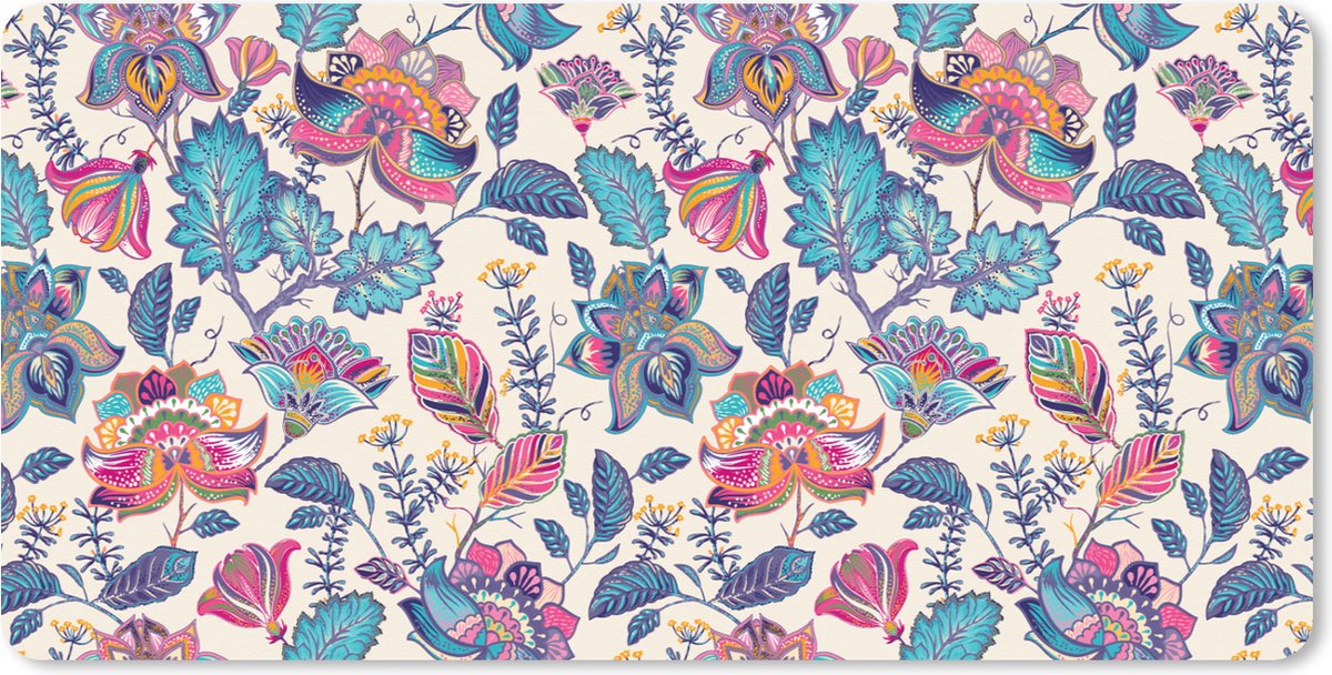 Muismat XXL 90x45 cm - Bureau onderlegger - Bureau mat Regenboog - Bloemen - Schets - Patronen - Bureaumat - Gaming mousepad xl - Bureaulegger groot - Computer deskmat