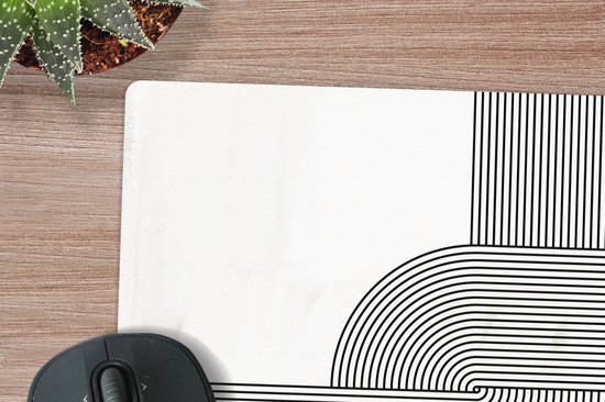 Tapis de souris XXL - Sous-main - Tapis de bureau - Art - Abstrait - Zwart - Wit - 40x40 cm - Tapis de souris XXL